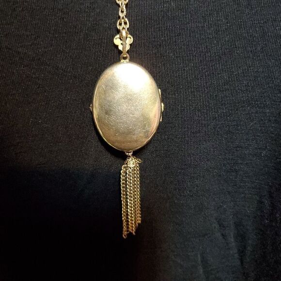 Vintage Steampunk Gold Tone Tassel Locket Necklace - Picture 5 of 6
